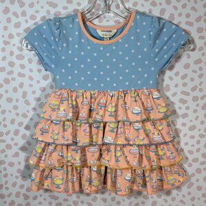 Matilda Jane Dream Chasers Cake Top Tunic Blue Peach Ruffle Polka Birthday 4